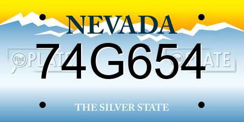 74G654 Nevada License Plate