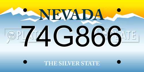 74G866 Nevada License Plate