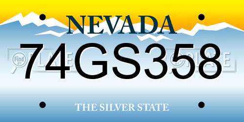 74GS358 Nevada License Plate