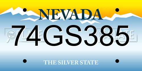 74GS385 Nevada License Plate
