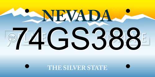 74GS388 Nevada License Plate