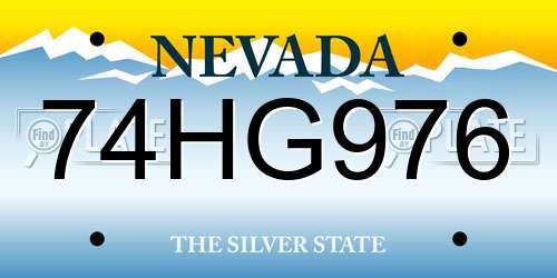 74HG976 Nevada License Plate