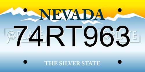 74RT963 Nevada License Plate