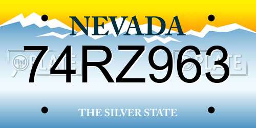 74RZ963 Nevada License Plate