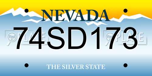 74SD173 Nevada License Plate