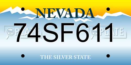 74SF611 Nevada License Plate