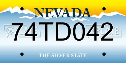 74TD042 Nevada License Plate
