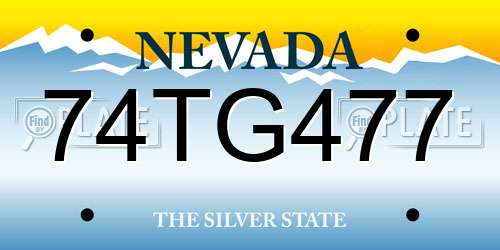 74TG477 Nevada License Plate