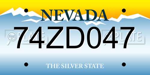 74ZD047 Nevada License Plate