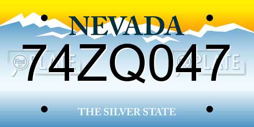 74ZQ047 Nevada License Plate
