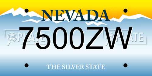 7500ZW Nevada License Plate