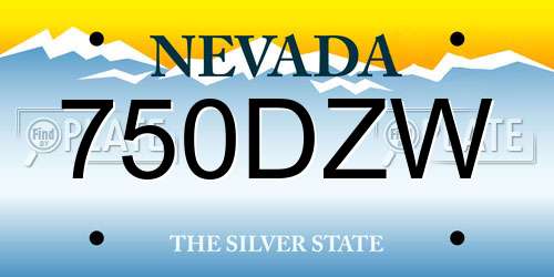 750DZW Nevada License Plate