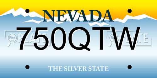 750QTW Nevada License Plate