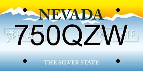750QZW Nevada License Plate