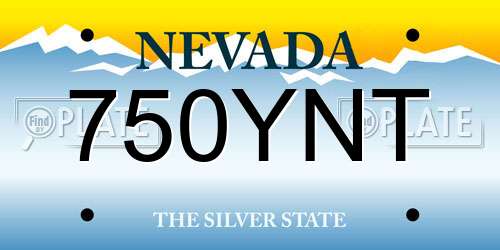 750YNT Nevada License Plate