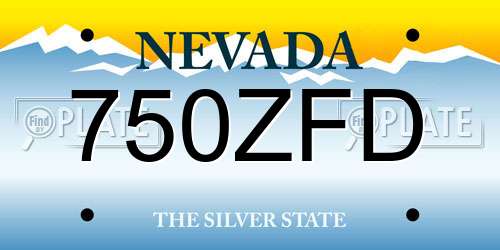 750ZFD Nevada License Plate
