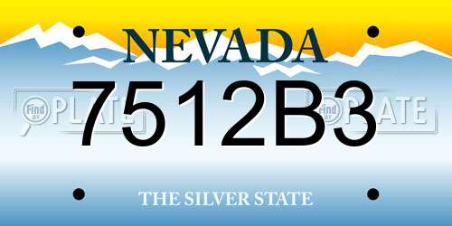 7512B3 Nevada License Plate