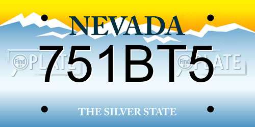 751BT5 Nevada License Plate