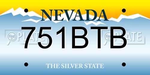 751BTB Nevada License Plate