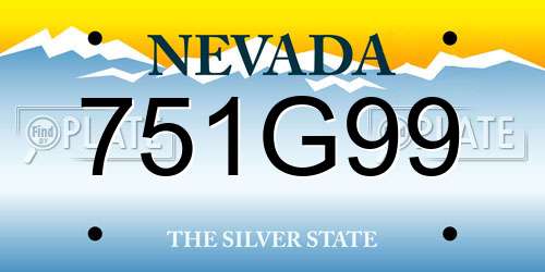 751G99 Nevada License Plate