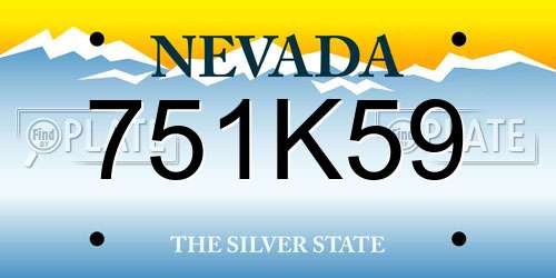 751K59 Nevada License Plate
