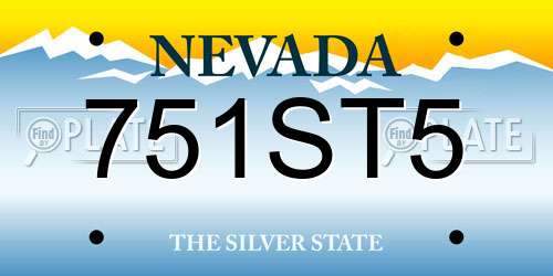751ST5 Nevada License Plate