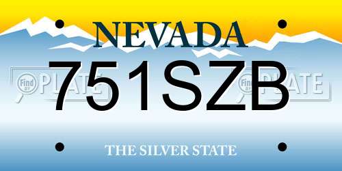 751SZB Nevada License Plate