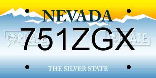 751ZGX Nevada License Plate