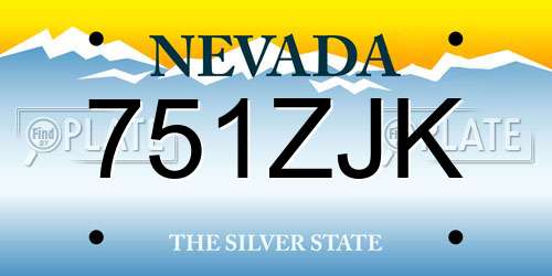 751ZJK Nevada License Plate