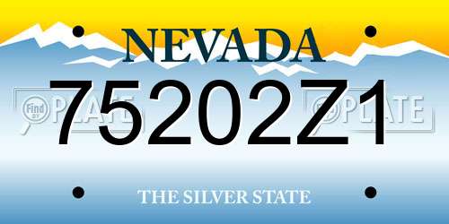 75202Z1 Nevada License Plate