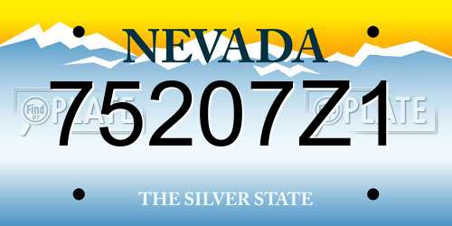 75207Z1 Nevada License Plate