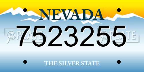 7523255 Nevada License Plate