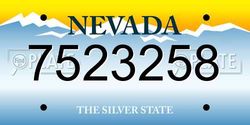 7523258 Nevada License Plate