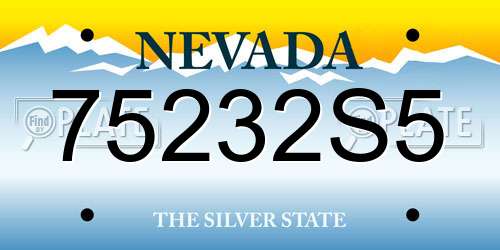 75232S5 Nevada License Plate