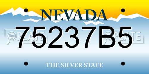 75237B5 Nevada License Plate