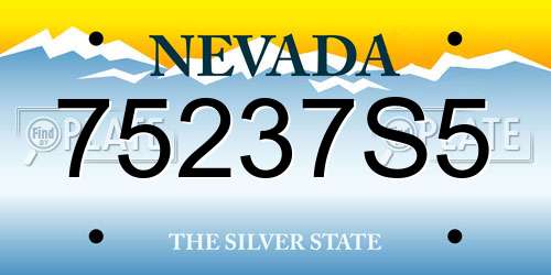 75237S5 Nevada License Plate
