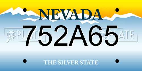 752A65 Nevada License Plate