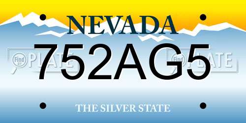 752AG5 Nevada License Plate