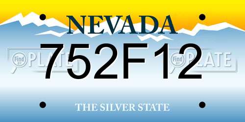 752F12 Nevada License Plate