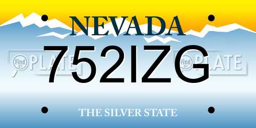 752IZG Nevada License Plate