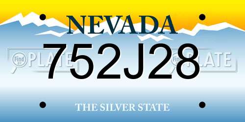 752J28 Nevada License Plate