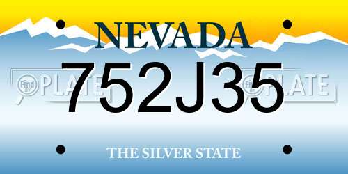 752J35 Nevada License Plate