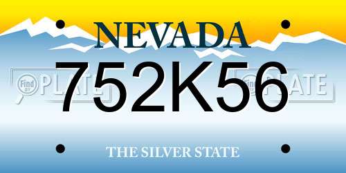 752K56 Nevada License Plate