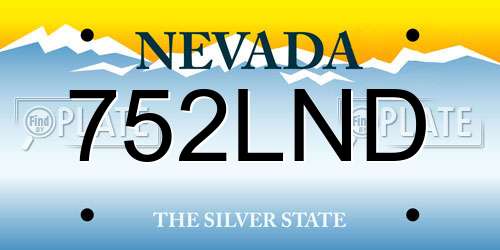 752LND Nevada License Plate