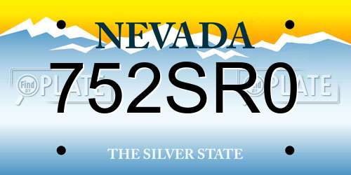 752SR0 Nevada License Plate