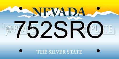 752SRO Nevada License Plate