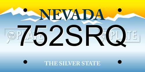 752SRQ Nevada License Plate