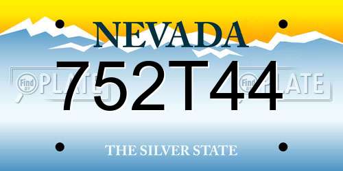 752T44 Nevada License Plate