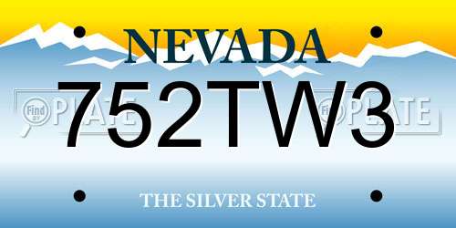 752TW3 Nevada License Plate