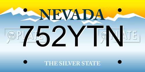 752YTN Nevada License Plate